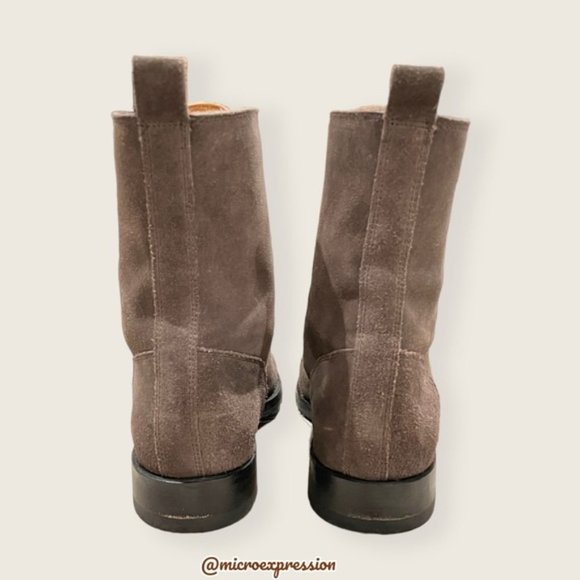 $389 Frye Veronica Combat Lace Up Grey Suede Soft Leather Comfy Moto Ankle Boot - Picture 12 of 16
